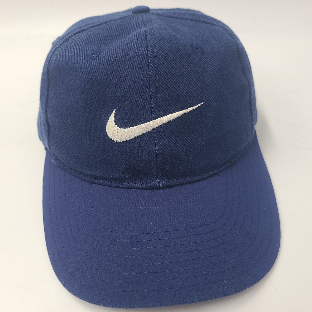 Vintage Youth Nike Hat Snapback Blue‎ White Swoosh Logo Cotton Casual Wear Boys